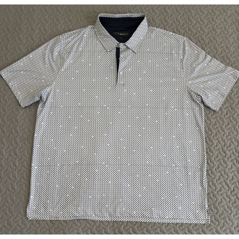 Carnoustie Tech Golf Polo Shirt Mens XXL  Geometric Print Performance Squares